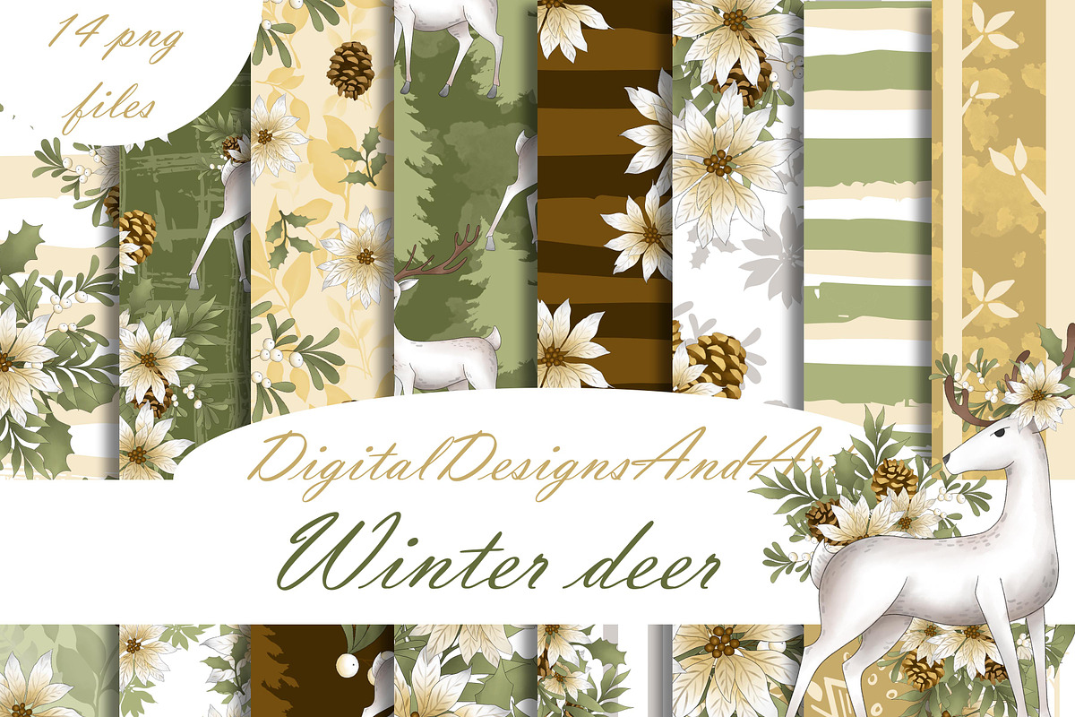 Winter deer papers in Patterns - product preview 8