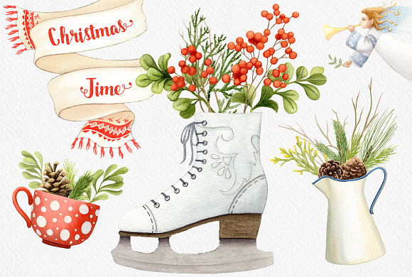 Winter & Christmas Watercolor Bundle in Illustrations - product preview 3