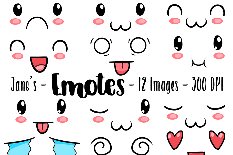 Kawaii Emoticon Clipart in Illustrations - product preview 8
