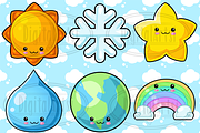 Kawaii Space and Weather Clipart