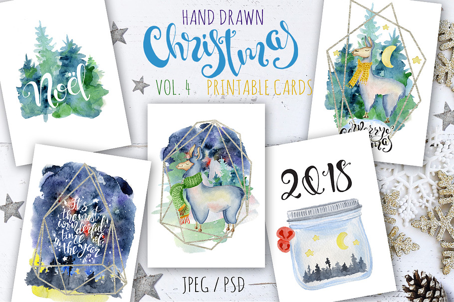 Christmas watercolor cards Vol.4 in Illustrations - product preview 8