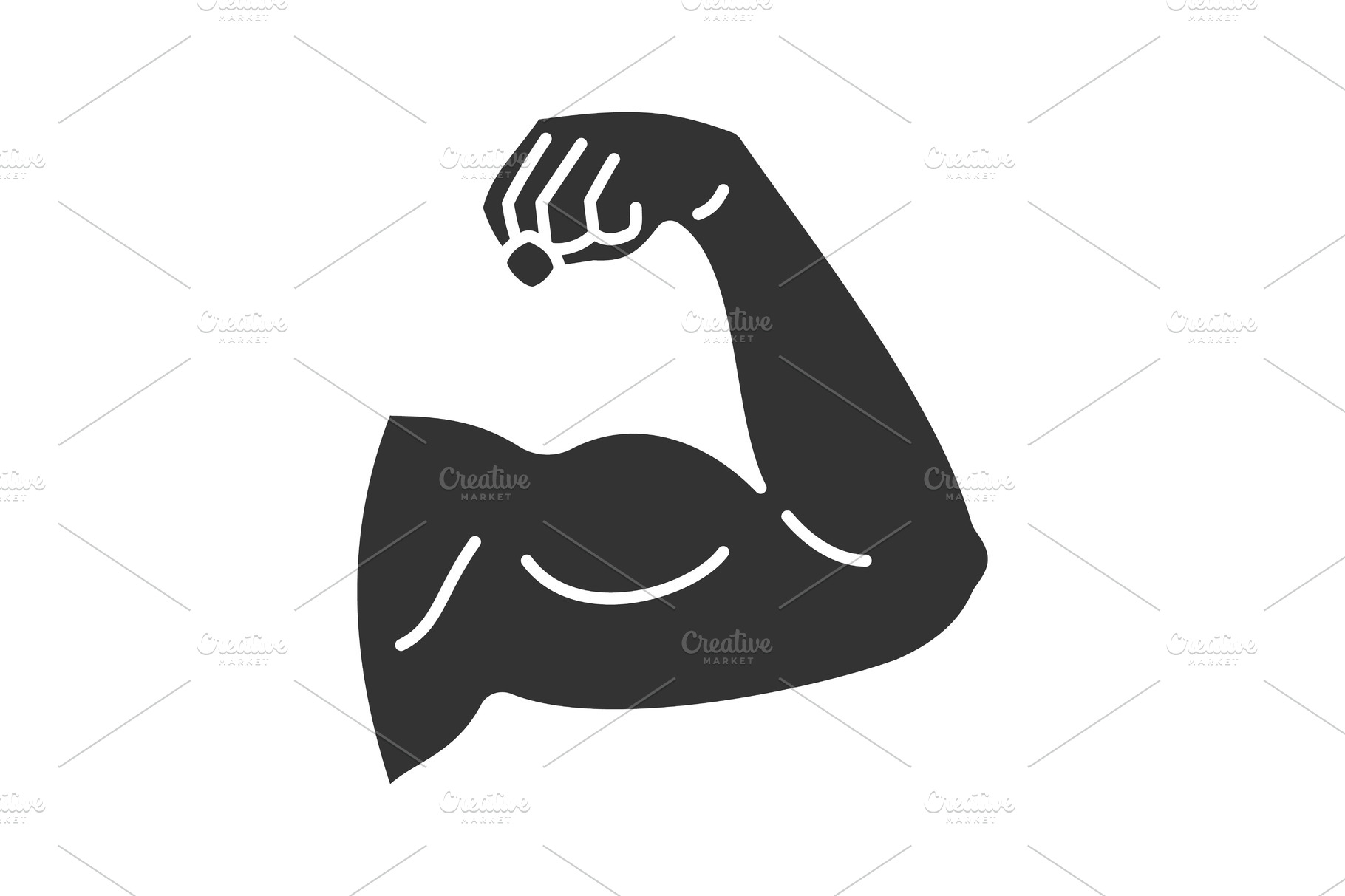 Male bicep glyph icon | Custom-Designed Icons ~ Creative Market