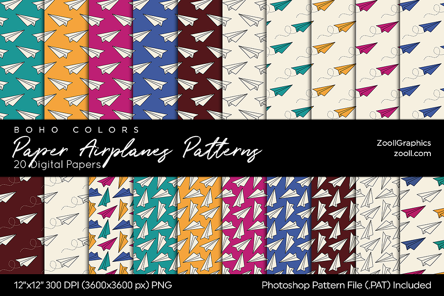 Paper Airplanes Digital Papers in Patterns - product preview 8