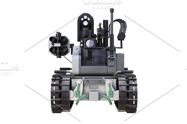 Military robot tank, front view