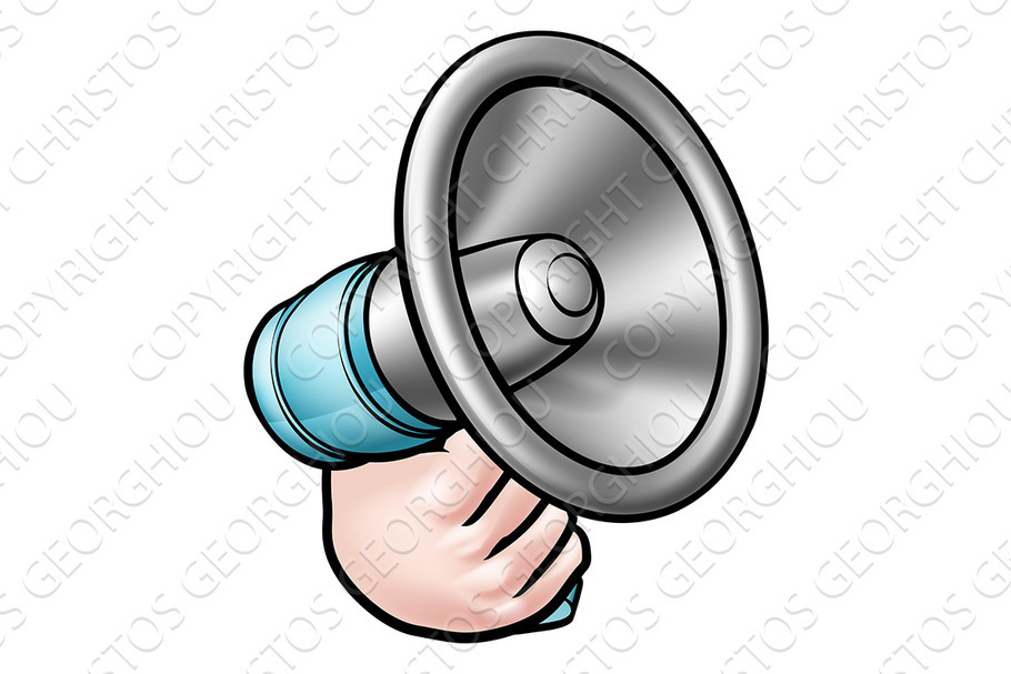 Hand Holding Megaphone Cartoon in Illustrations - product preview 8