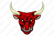 Angry red bull mascot