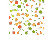 Seamless Pattern with Apples Pears and Leaves