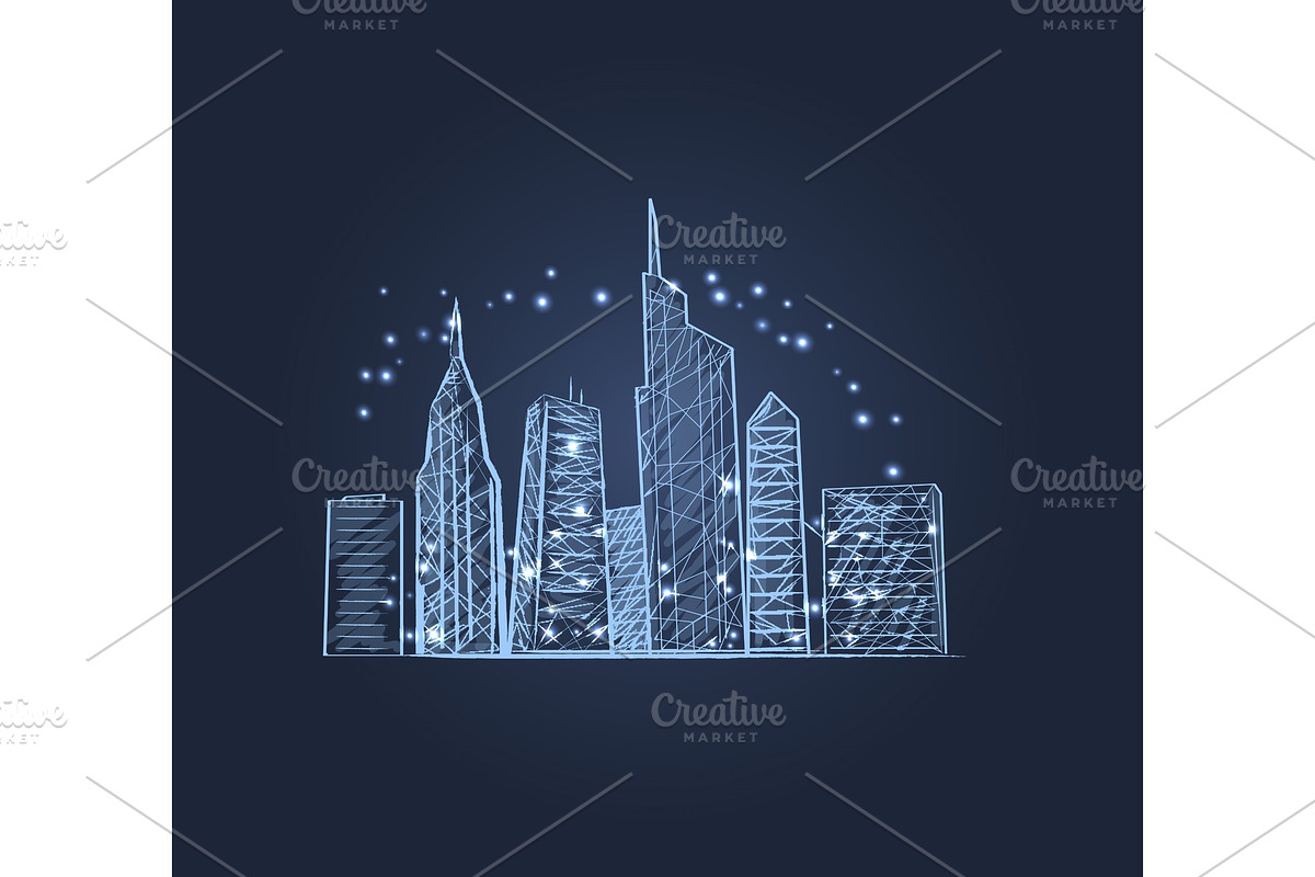 Night City Lights Icon Vector illustration in Illustrations - product preview 8