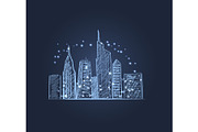 Night City Lights Icon Vector illustration