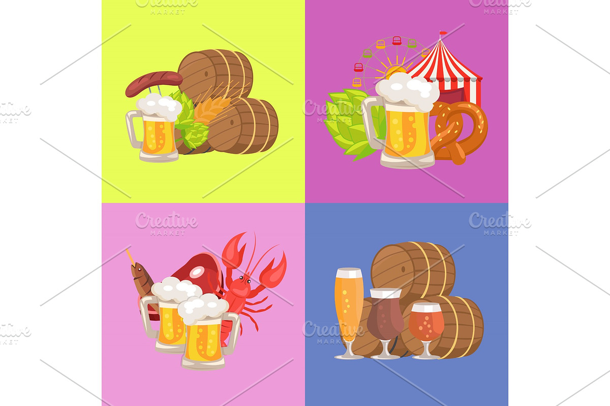 Sets of Beer Symbolic pics Vector Illustration in Illustrations - product preview 8