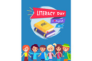 Literacy Day Postcard Vector Illustration