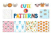 Seamless patterns with cute animals