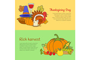 Thanksgiving Day and Rich Harvest Banners Set
