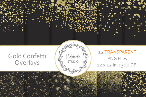 Gold Confetti Digital Overlays