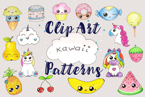 Cute Hand Painted Patterns & Clipart in Illustrations - product preview 1