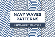 Navy Waves seamless patterns set