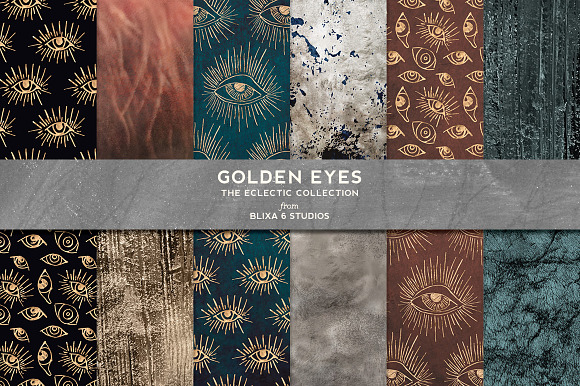 Golden Eyes Hand Drawn Graphics in Patterns - product preview 2