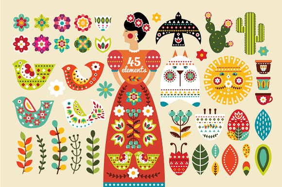 Frida - Mexican folk kit in Illustrations - product preview 1