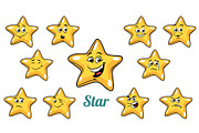 gold star emotions emoticons set isolated on white background