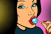 woman with Lollipop candy and sweets