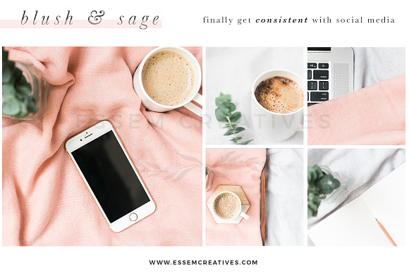 Blush Sage Stock Photo Social Bundle in Instagram Templates - product preview 2