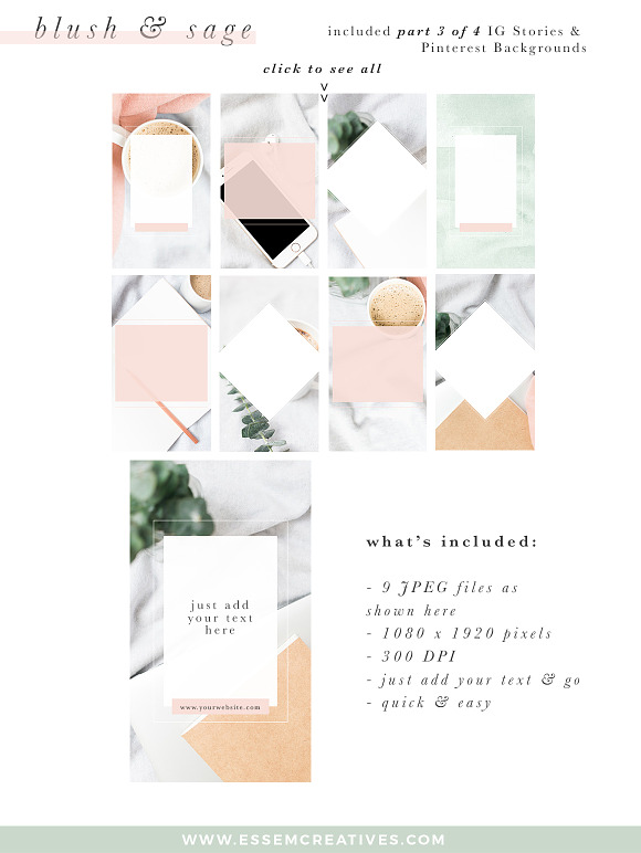 Blush Sage Stock Photo Social Bundle in Instagram Templates - product preview 5