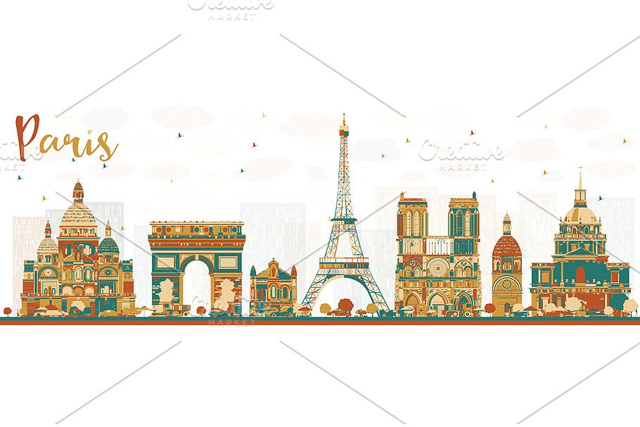 Paris France Skyline in Illustrations - product preview 8
