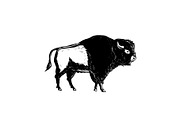 American Buffalo Side Woodcut Black 