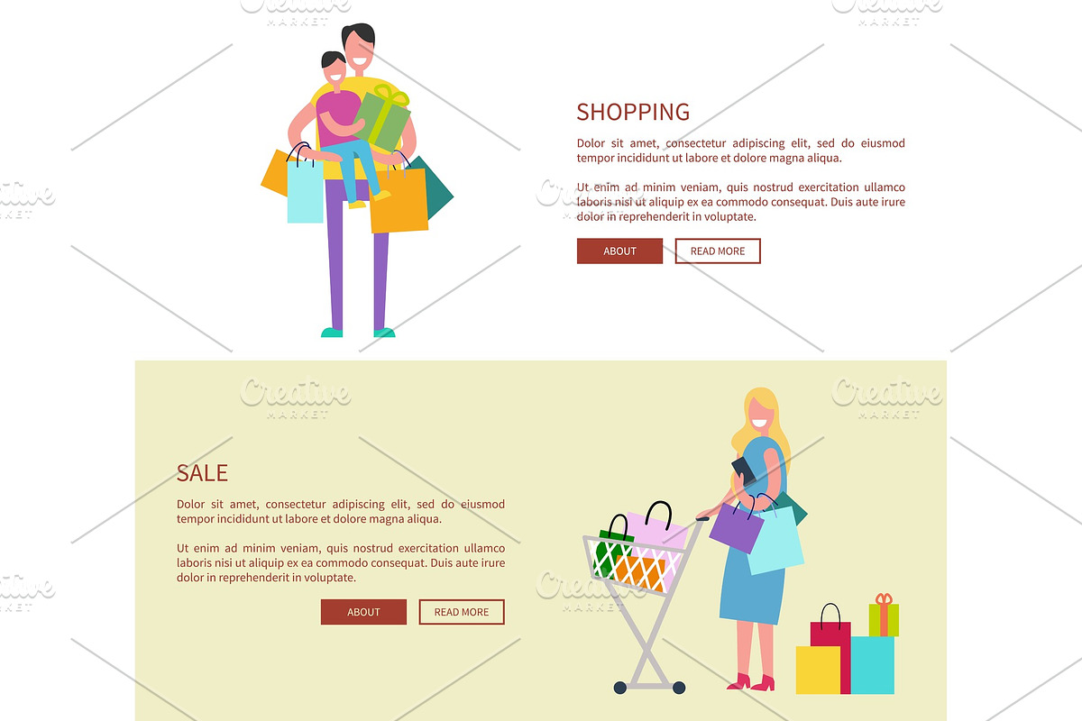 People with Shopping Bags Vector Illustration in Illustrations - product preview 8