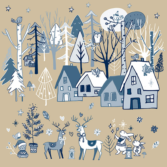 Christmas Set Wood Clipart - 103 PNG in Illustrations - product preview 2
