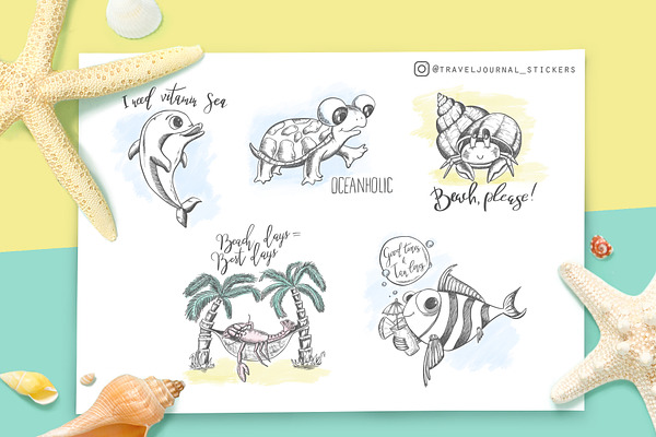 Sea creatures* Funny stickers* 