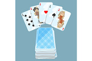 Deck of different cards collection on vector illustration