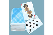 Deck of cards with two items on vector illustration