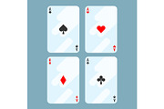 Deck of cards all aces on vector illustration