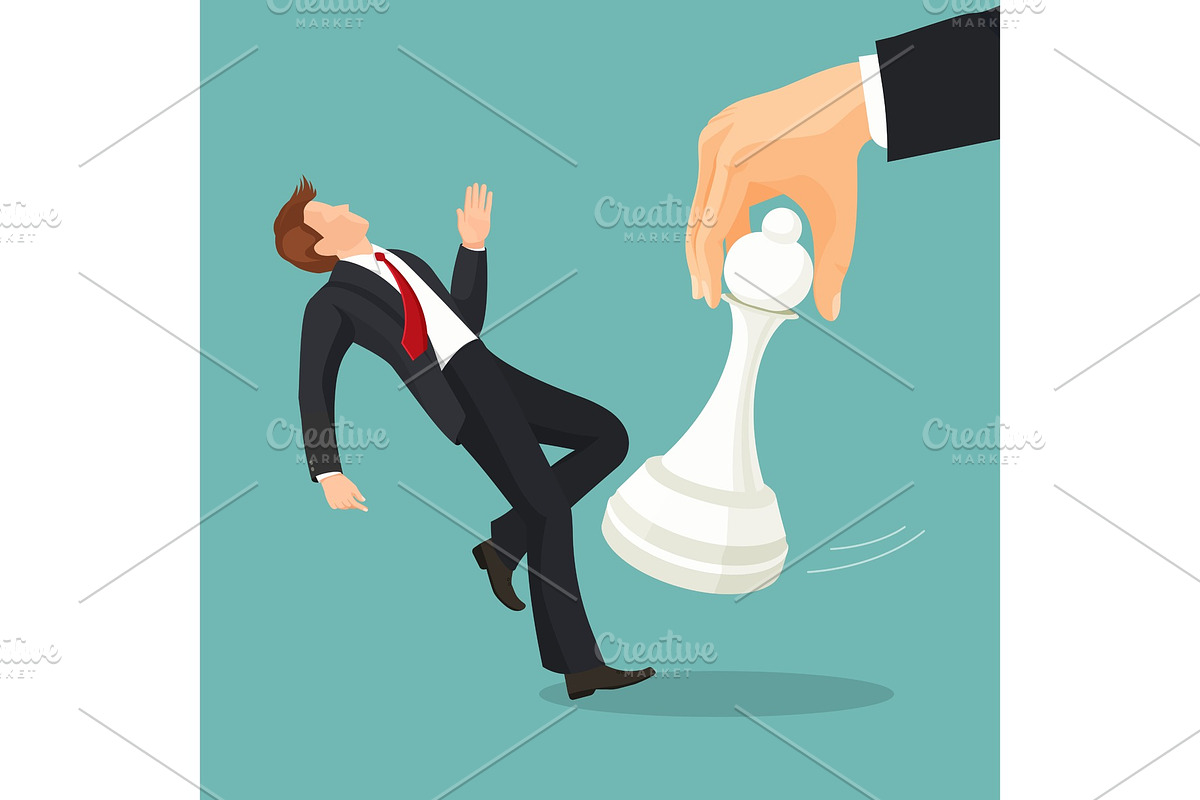 Pawn chess piece of smallest size and value beating businessman in Illustrations - product preview 8