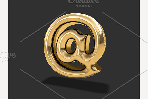 Gold Balloon "at" symbol. in Graphics - product preview 6