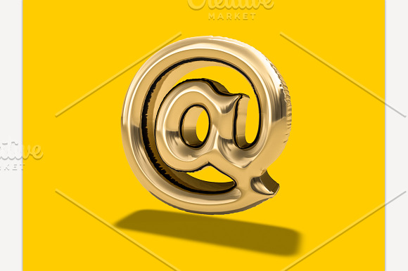 Gold Balloon "at" symbol. in Graphics - product preview 9