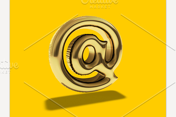Gold Balloon "at" symbol. in Graphics - product preview 10
