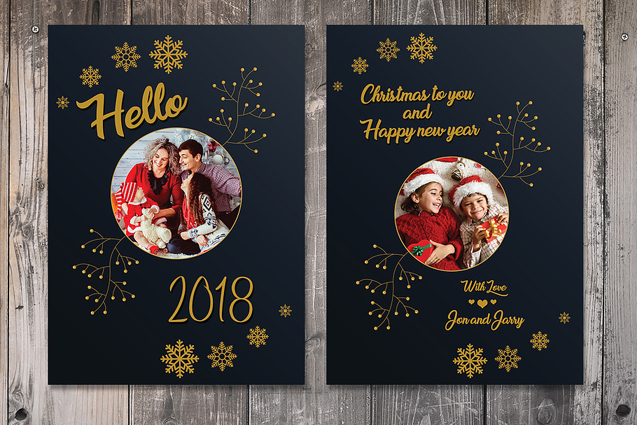 Hello 2018 / New Year Card in Card Templates - product preview 8