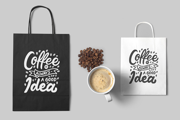Set of Hand Lettering Coffee Quotes in Illustrations - product preview 2