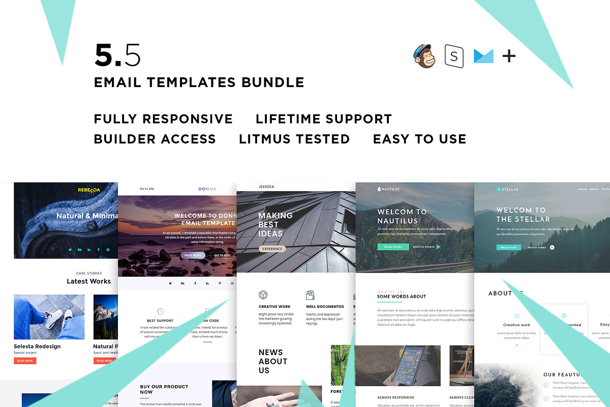 5 Email templates bundle V in Mailchimp Templates - product preview 8