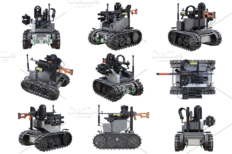 Military robot tank set
