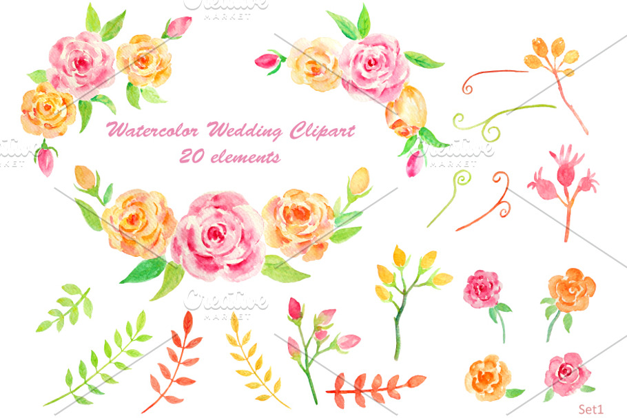 Wedding Pink Yellow Rose collection
