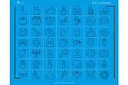 Collection of 49 halloween icons. Vector illustration in thin line style