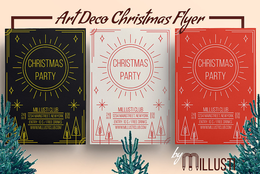 Art Deco Christmas Flyer Template