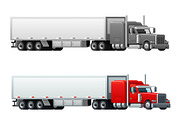 Trailer truck long vehicle vector isolated icons