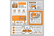 Vector work tools home repair sketch posters