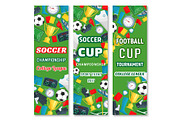 Vector banners for soccer college league cup game