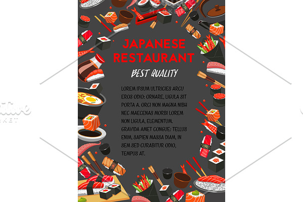 Vector poster for Japanese cuisine restaurant menu