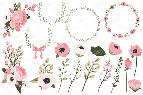 Soft Pink Vector Bicycle & Flowers in Illustrations - product preview 3